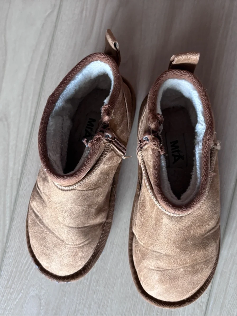 MIA Kids Tan Suede Slip-On Ankle Boots